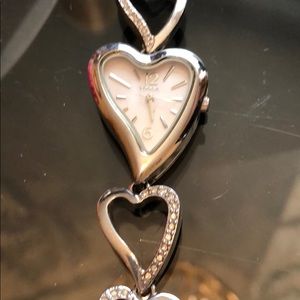 Fossil heart watch silver